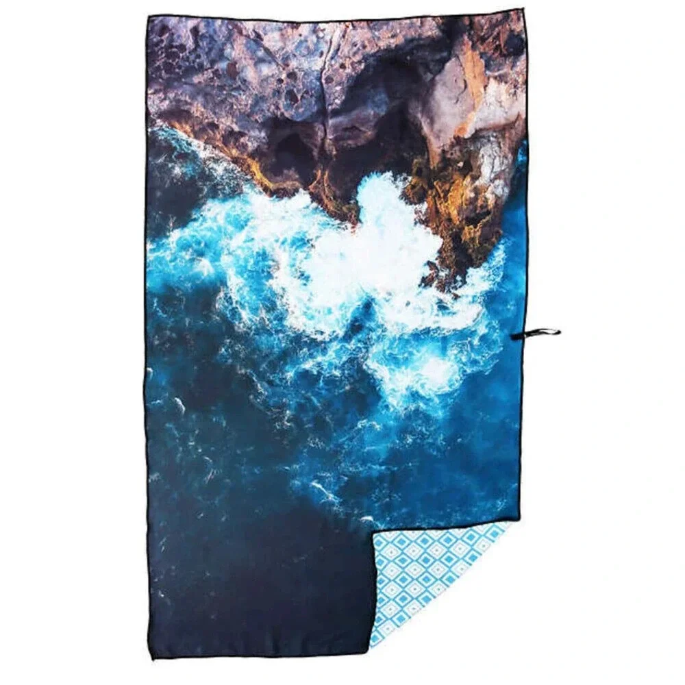 Ocean Waves Whitley Willows Microfiber Reversible Beach Towel 35